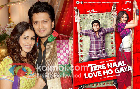 Ritesh Deshmukh with Genelia D'souza & Tere Naal Love Ho Gaya Movie Poster