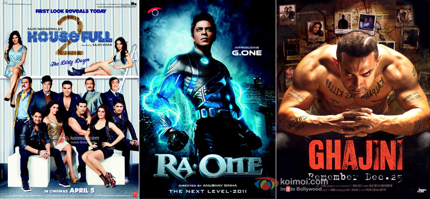 Housefull 2, Ra.One, Ghajini Movie Posters