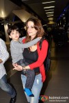 Suzzane Roshan Snapped At Airport With Her Son
