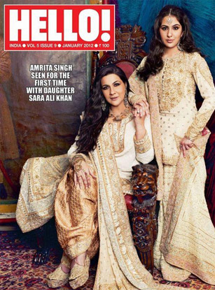 Amrita Singh with her daughter Sara Ali Khan in Hello! Magazine Cover
