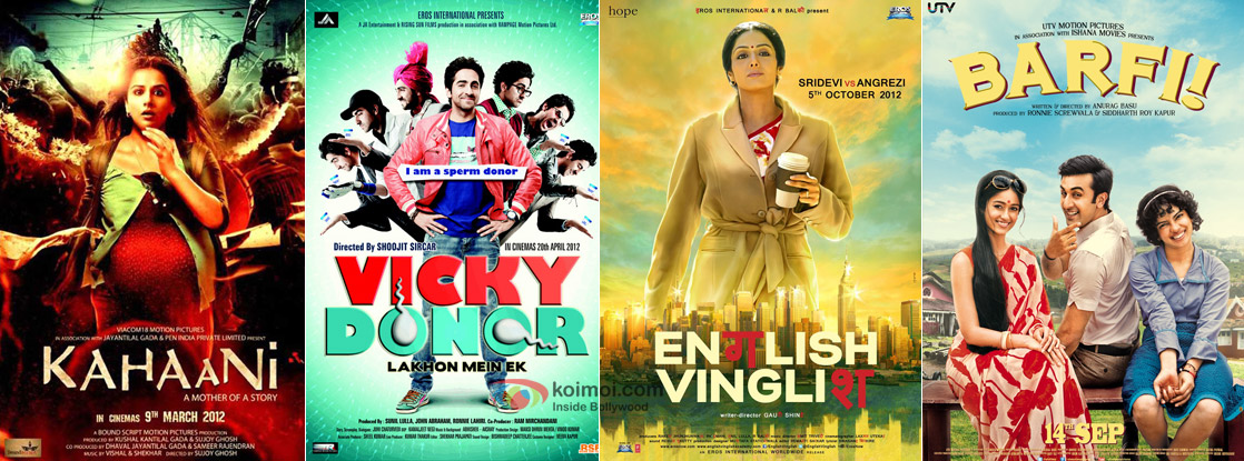 Kahaani, Vicky Donor, English Vinglish and Barfi! Movie Posters