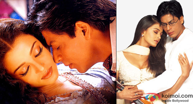 Shah Rukh Khan And Aishwarya Rai in a still from Devdas and Mohabbatein Movie