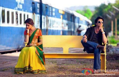 Deepika Padukone and Shah Rukh Khan in a still from Chennai Express Movie