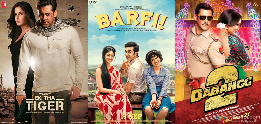 Ek Tha Tiger, Barfi! and Dabangg 2 Movie Poster