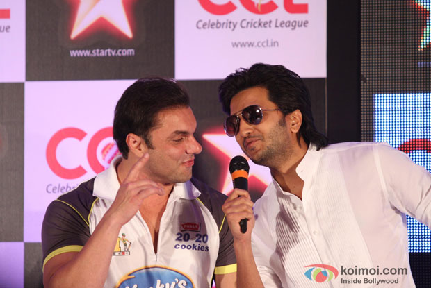 Sohail Khan, Riteish Deshmukh at Celebrity Cricket League Media Meet