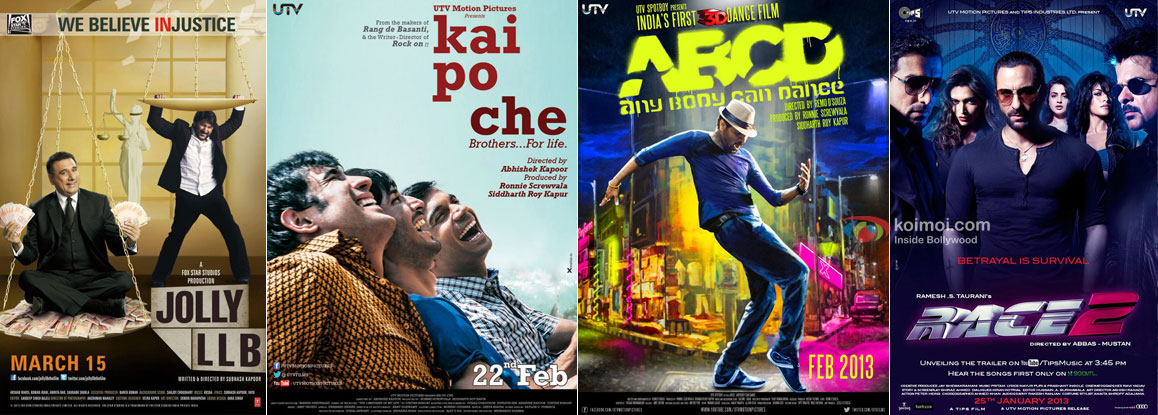 Jolly LLB, Kai Po Che, ABCD - Any Body Can Dance and Race 2 Movie Poster