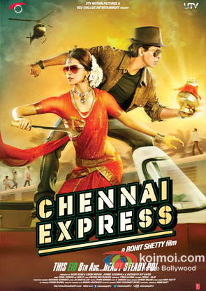 Deepika Padukone And Shah Rukh Khan in Chennai Express Movie Review (Deepika Padukone And Shah Rukh Khan in Chennai Express Movie Poster)