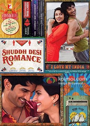 Parineeti Chopra, Sushant Singh Rajput And Vaani Kapoor in Shuddh Desi Romance Movie Review (Parineeti Chopra, Sushant Singh Rajput And Vaani Kapoor in Shuddh Desi Romance Movie Poster)