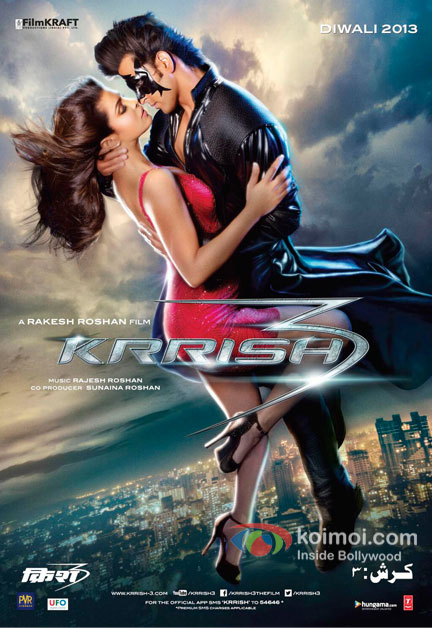 Priyanka Chopra And Hrithik Roshan in Krrish 3 Movie Poster