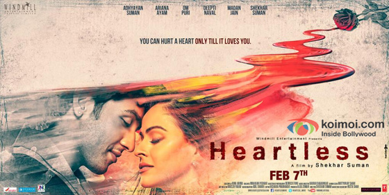 Adhyayan Suman and Ariana Ayam in a Heartless movie poster