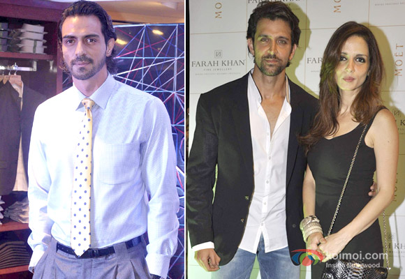 Arjun Rampal, Hrithik Roshan and Suzanne Roshan at an event