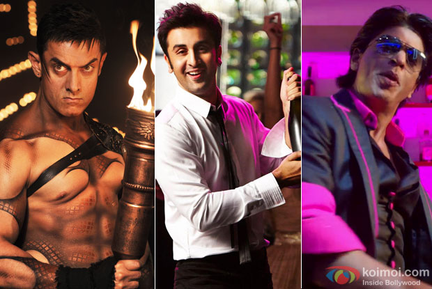 Aamir Khan still from 'Malang' song, Ranbir Kapoor still from 'Badtmeez Dil' and Shah Rukh Khan stil from 'Lungi Dance'