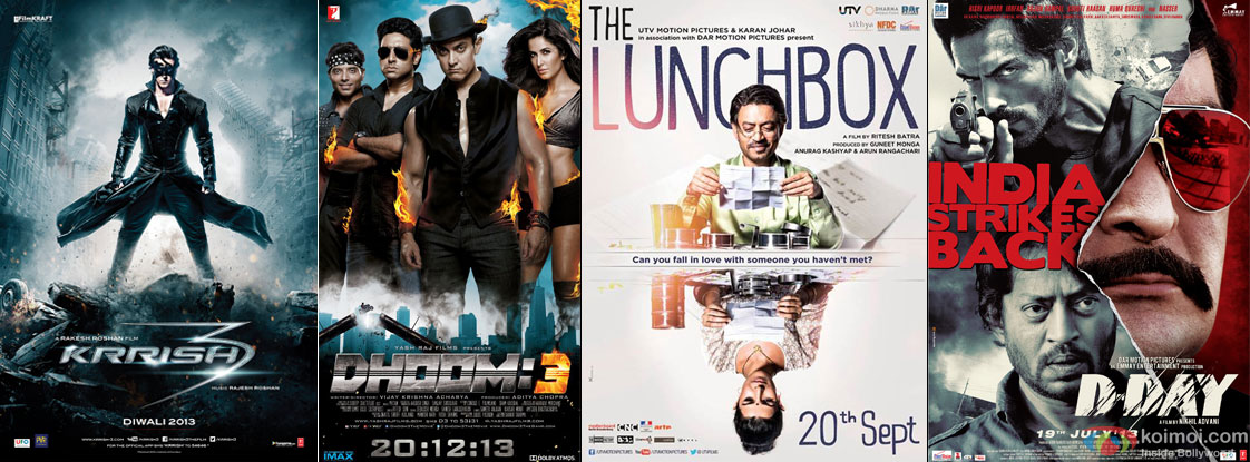 Krrish 3, Dhoom 3, The Lunchbox and D Day Movie Poster
