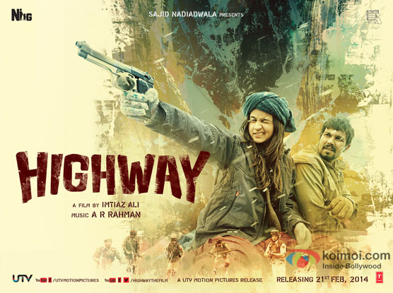 Alia Bhatt and Randeep Hooda in a 'Highway' Movie Poster