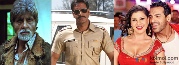 Still from Bhoothnath Returns, Singham 2 and Welcome Back