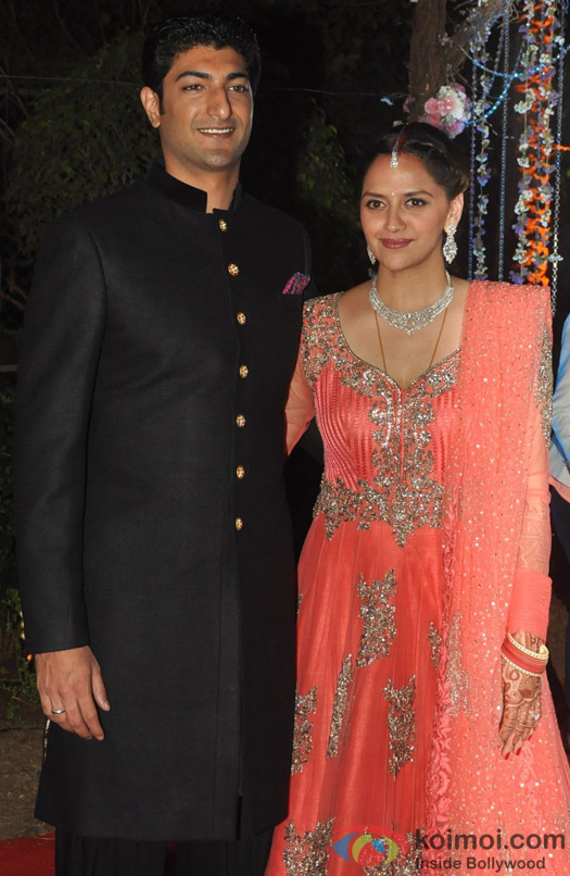 Vaibhav Vora and Ahana Deol at their wedding reception