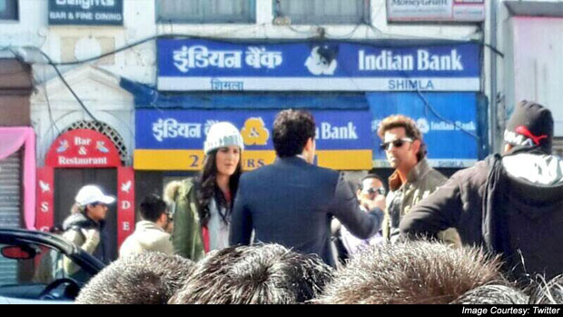 Katrina Kaif and Hrithik Roshan on the sets of movie 'Bang Bang'