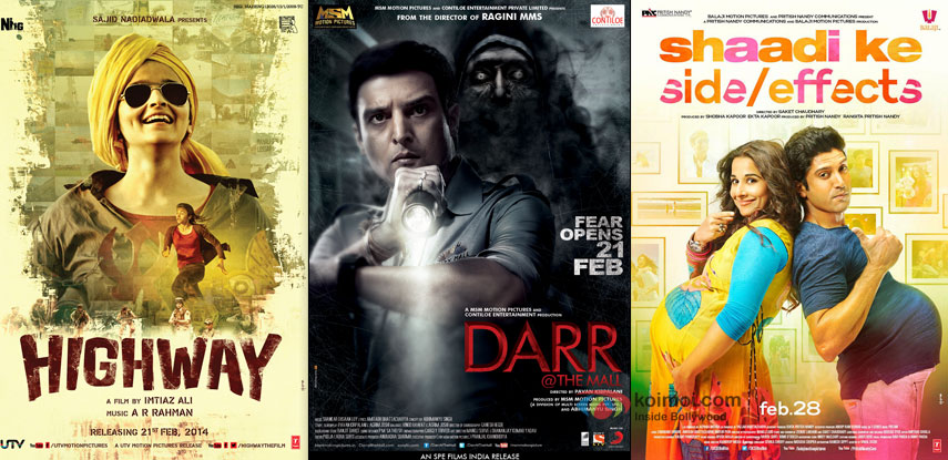 Highway, Darr @ The Mall and Shaadi Ke Side Effects Movie Poster