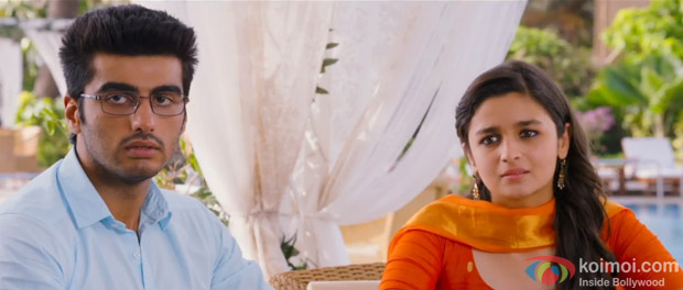 Arjun Kapoor and Alia Bhatt in a still from movie ’2 States’
