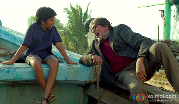 Parth Bhalerao and Amitabh Bachchan in a still from movie ‘Bhoothnath Returns’