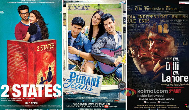 '2 States', 'Purani Jeans', and 'Kya Dilli Kya Lahore' Movie Poster