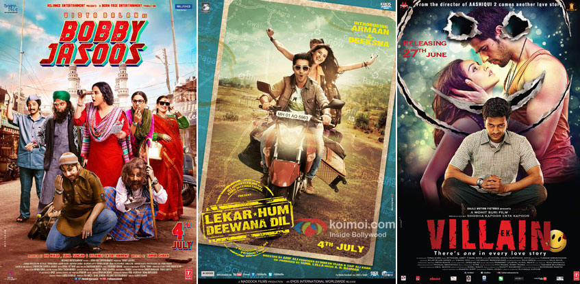 'Bobby Jasoos', 'Lekar Hum Deewana Dil' and 'Ek Villain' Movie Poster