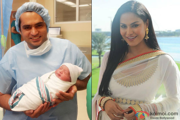 Asad Bashir Khan and Veena Malik with their baby boy
