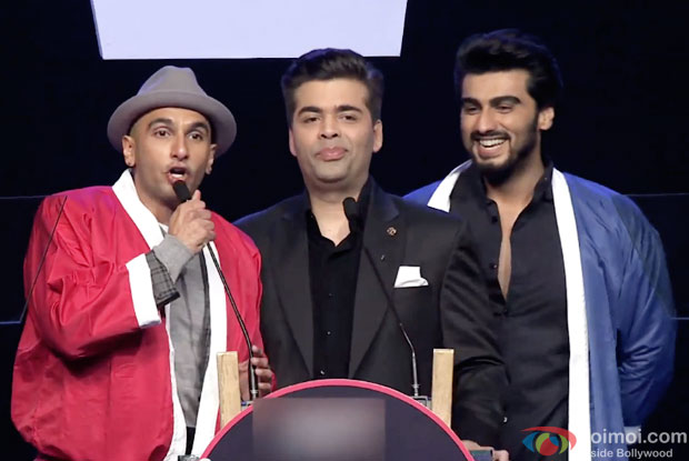 Ranveer Singh, Karan Johar and Arjun Kapoor at the AIB Knockout Show