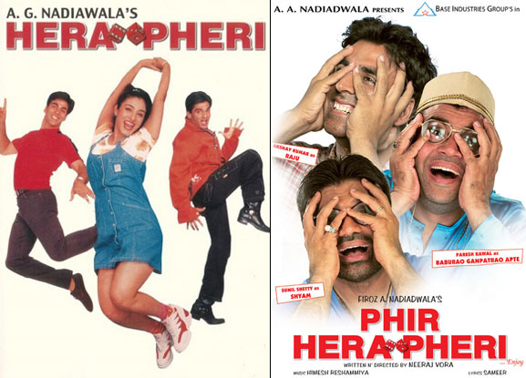 Hera Pheri (2000) and Phir Hera Pheri (2006) Movie Posters