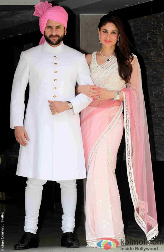 Saif Alia Khan and Kareen Kapoor Khan duirng the Soha Ali Khan and Kunal Khemu's wedding