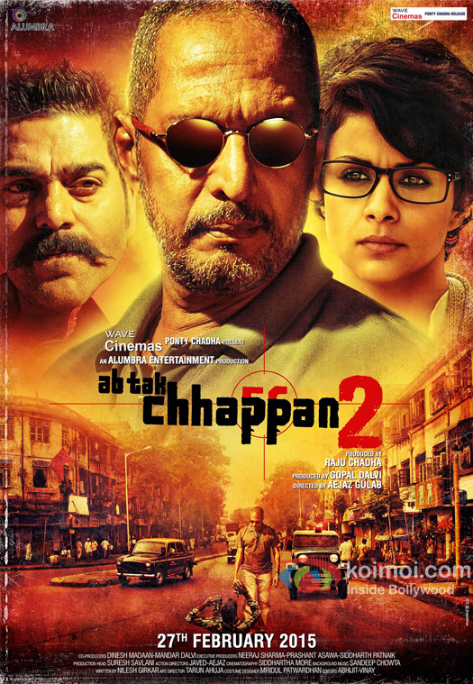 Ashutosh Rana, Nana Patekar and Gul Panag in a 'Ab Tak Chhappan 2' movie poster