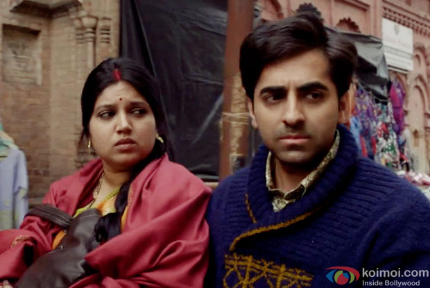 Bhumi Pednekar and Ayushmann Khurrana in a still from movie 'Dum Laga Ke Haisha'