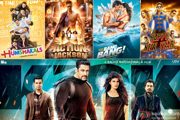 Humshakals, Action Jackson, Bang Bang, Happy New Year and Kick Movie Posters