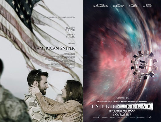 American Sniper and Interstellar movie posters