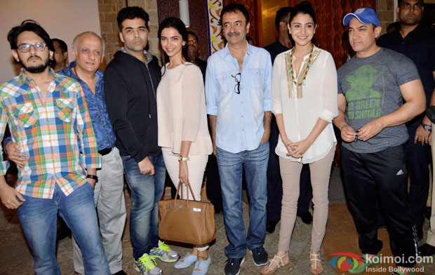 Vishesh Bhatt, Mukesh Bhatt, Karan Johar, Deepika Padukone, Rajkumar Hirani, Anushka Sharma and Aamir Khan
