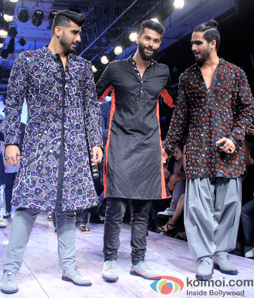 Arjun Kapoor, Kunal Rawal and Shahid Kapoor at Lakme Fashion Week 2015