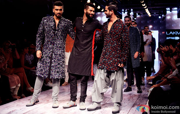 Arjun Kapoor, Kunal Rawal and Shahid Kapoor at Lakme Fashion Week 2015