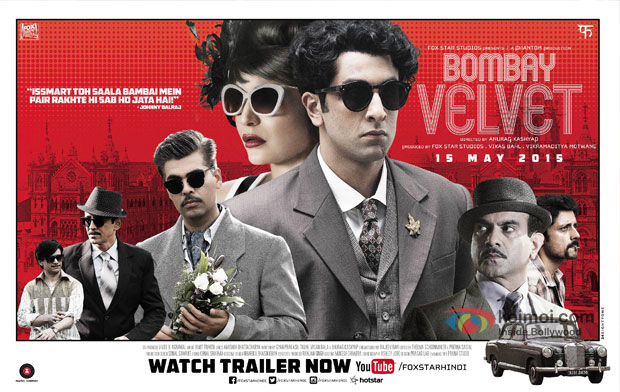 Karan Johar, Anushka Sharma and Ranbir Kapoor in a still from 'Bombay Velvet' movie poster
