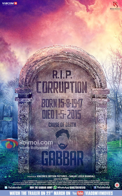 ‘RIP CORRUPTION’ Proclaims the latest Gabbar Poster