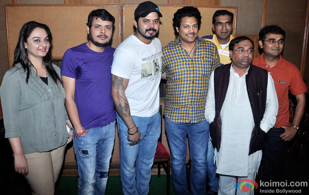 S Sreesanth with Cast during the Recording a song for his movie 'Woh Kaun Thi'