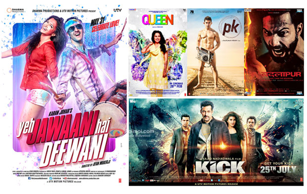 Yeh Jawaani Hai Deewani, Queen, PK, Badlapur and Kick movie posters