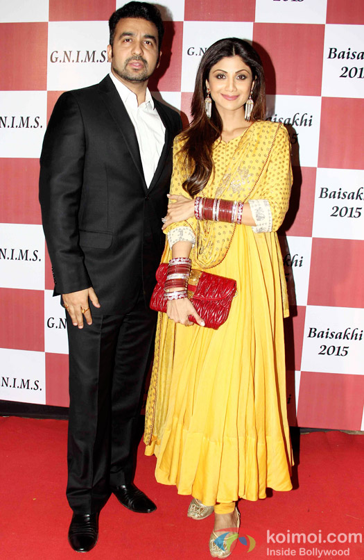 Raj Kundra and Shilpa Shetty during the Baisakhi celebrations at  Khalasa Collage