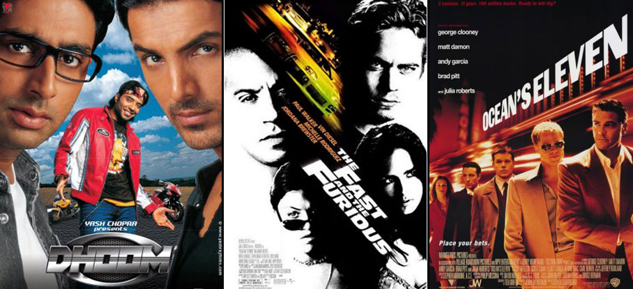 Dhoom (2003), The Fast and the Furious (2001) & Ocean's Eleven (2001) Movie Poster