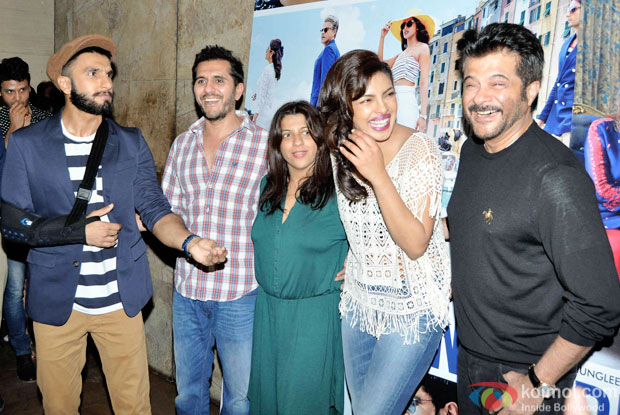 Ranveer Singh, Ritesh Sidhwani, Zoya Akhtar, Priyanka Chopra and Anil Kapoor attend to watch the trailer of 'Dil Dhadakne Do'