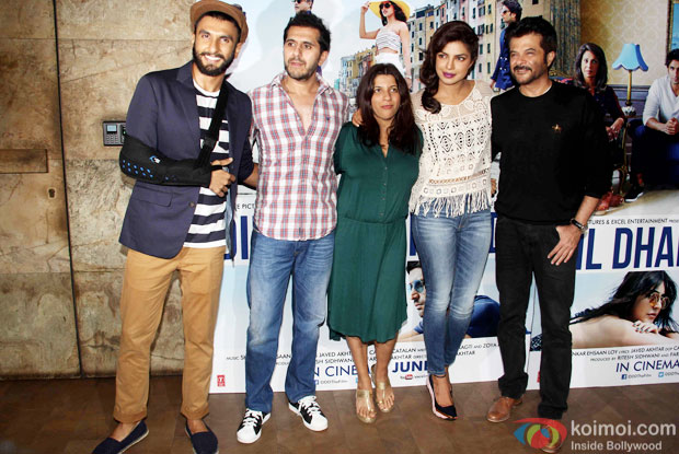 Ranveer Singh, Ritesh Sidhwani, Zoya Akhtar, Priyanka Chopra and Anil Kapoor attend to watch the trailer of 'Dil Dhadakne Do'