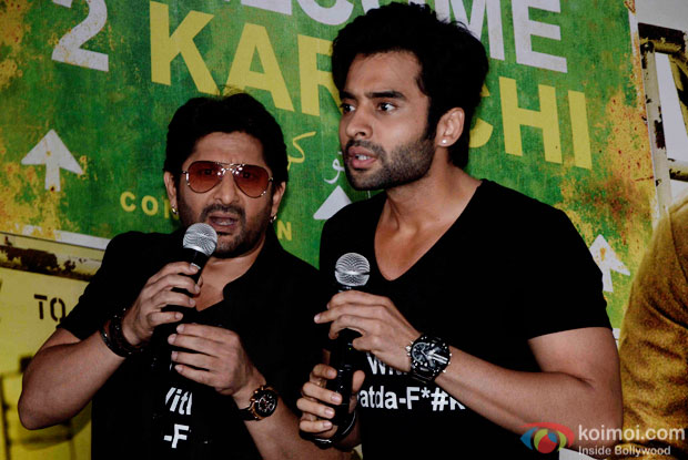 Arshad Warsi and Jackky Bhagnani during the trailer launch of film Welcome To Karachi