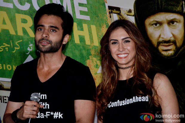 Jackky Bhagnani and Lauren Gottlieb during the trailer launch of film Welcome To Karachi