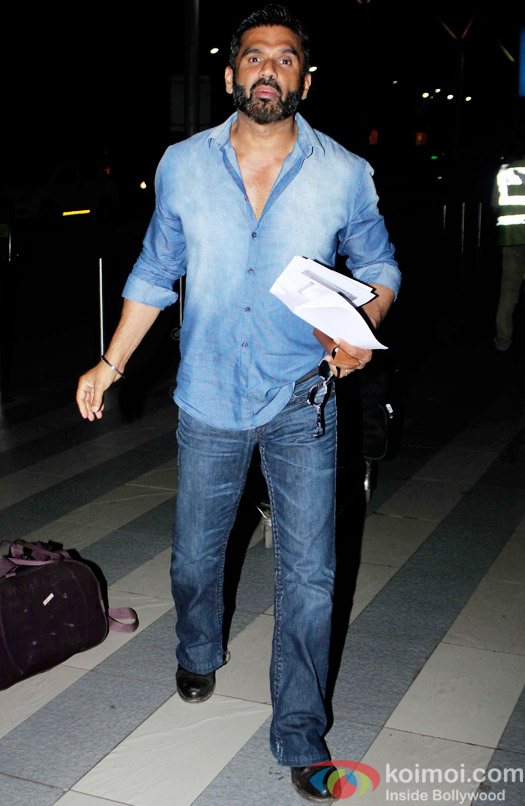 Sunil Shetty Snapped At Domestic Airport Mumbai