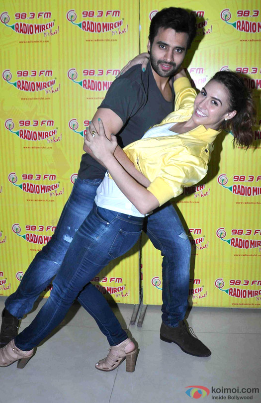Jackky Bhagnani and Lauren Gottlieb during the promotion of movie 'Welcome To Karachi' at Radio Mirchi
