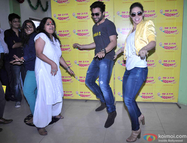 Jackky Bhagnani and Lauren Gottlieb during the promotion of movie 'Welcome To Karachi' at Radio Mirchi